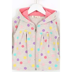 Kız Çocuk Hırka Puantiye Desenli - Kahverengi (74/98)