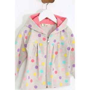 Kız Çocuk Hırka Puantiye Desenli - Kahverengi (74/98)