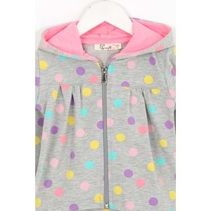 Kız Çocuk Hırka Puantiye Desenli - Gri (74/98)