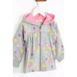 Kız Çocuk Hırka Puantiye Desenli - Gri (74/98)