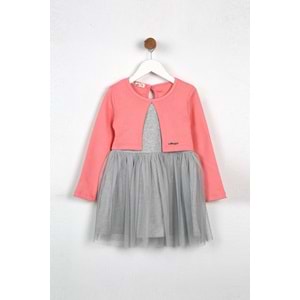 Kız Çocuk Elbise Tüllü - Şeker Pembe (98/122)