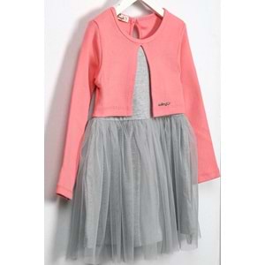 Kız Çocuk Elbise Tüllü - Şeker Pembe (98/122)