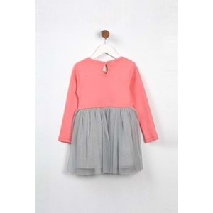 Kız Çocuk Elbise Tüllü - Şeker Pembe (98/122)