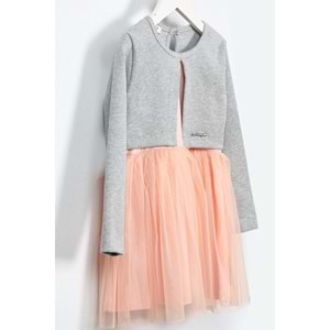 Kız Çocuk Elbise Tüllü - Gri(98/122)