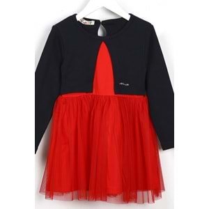 Kız Çocuk Elbise Tüllü - Lacivert (98/122)