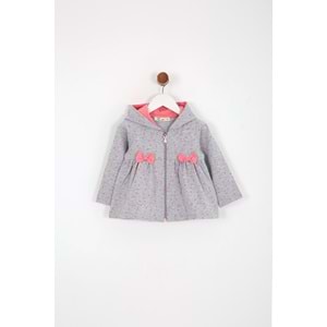 Kız Çocuk Hırka Çift Kurdeleli - Gri (74/98)