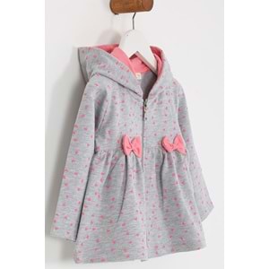 Kız Çocuk Hırka Çift Kurdeleli - Gri (74/98)