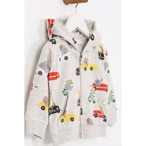 Erkek Çocuk Eşofman Takımı Araba Desenli - Kahverengi (74/98)