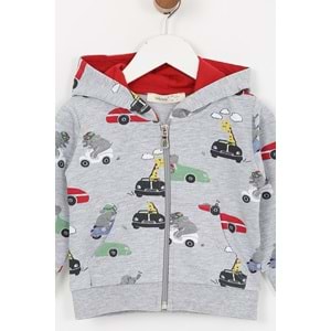 Erkek Çocuk Eşofman Takımı Araba Desenli - Gri (74/98)