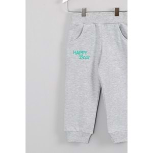 Erkek Çocuk Happy Nakışlı Eşofman Takımı - Açık Yeşil (86/110)