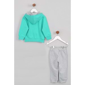 Erkek Çocuk Happy Nakışlı Eşofman Takımı - Açık Yeşil (86/110)
