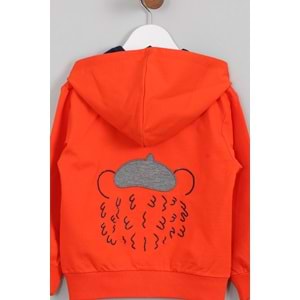 Erkek Çocuk Eşofman Takımı Ayıcık Nakışlı - Oranj (98/122)
