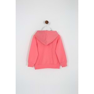 Kız Çocuk Hırka Yazılı Tavşan Baskılı - Şeker Pembe (98/122)