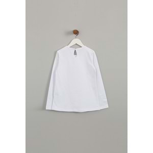 Kız Çocuk Tişört Yakası Dantelli - Beyaz (128/152)