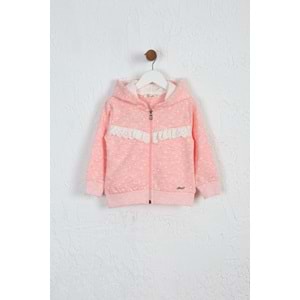 Kız Çocuk Hırka Kedi Desen - Pembe Melanj (92/116)