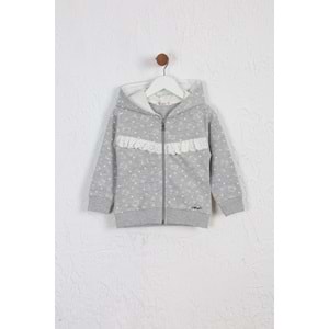 Kız Çocuk Hırka Kedi Desen - Gri Melanj (92/116)