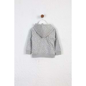 Kız Çocuk Hırka Kedi Desen - Gri Melanj (92/116)