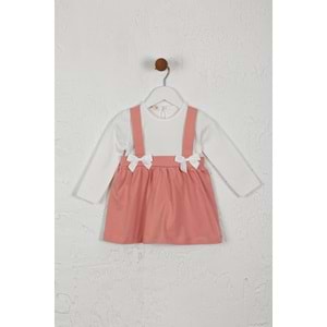 Kız Çocuk Elbise Askılı Kurdeleli - Gül Kurusu (74/98)