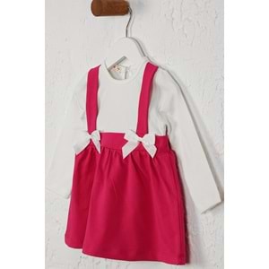 Kız Çocuk Elbise Askılı Kurdeleli - Koyu Fuşya (74/98)