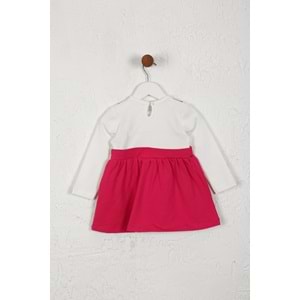 Kız Çocuk Elbise Askılı Kurdeleli - Koyu Fuşya (74/98)