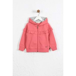 Kız Çocuk Hırka Göğsü Fırfırlı - Kiremit (98/122)