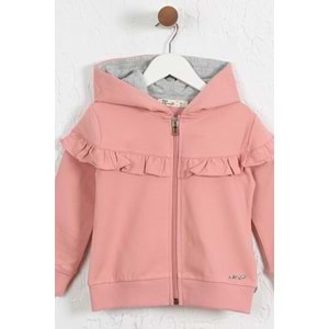 Kız Çocuk Hırka Göğsü Fırfırlı - Kiremit (98/122)