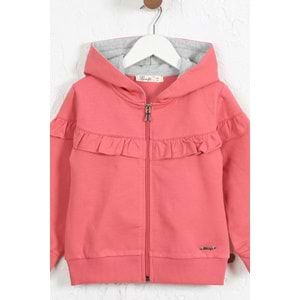 Kız Çocuk Hırka Göğsü Fırfırlı - Gül Kurusu (98/1222)