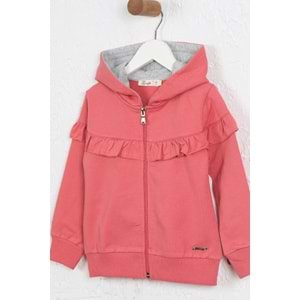 Kız Çocuk Hırka Göğsü Fırfırlı - Gül Kurusu (98/1222)