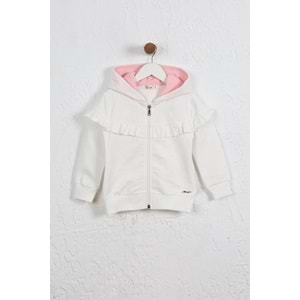 Kız Çocuk Hırka Göğsü Fırfırlı - Krem (98/122)