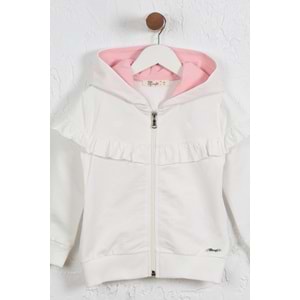 Kız Çocuk Hırka Göğsü Fırfırlı - Krem (98/122)