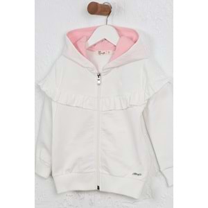 Kız Çocuk Hırka Göğsü Fırfırlı - Krem (98/122)