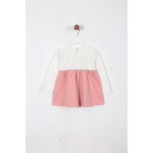 Kız Çocuk Elbise Kurdeleli Ayıcık Baskılı - Krem (86/110)