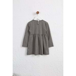 Kız çocuk Elbise Dantelli Düğmeli - Yavruağzı-Antrasit (98/122)