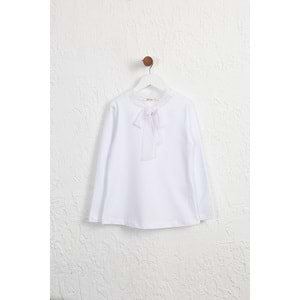 Kız Çocuk Tişört Tüllü Papyonlu - Barmy Kids - Beyaz (128/152)