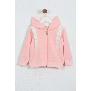 Kız Çocuk Hırka Yanları Dantelli - Pembe Melanj (92/116)