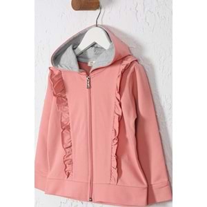 Kız Çocuk Hırka Fırfırlı - Gül Kurusu (98/122)