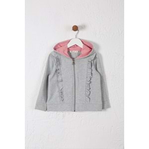 Kız Çocuk Hırka Fırfırlı - Gri (98/122)