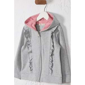 Kız Çocuk Hırka Fırfırlı - Gri (98/122)