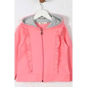 Kız Çocuk Hırka Fırfırlı - Şeker Pembe (98/122)