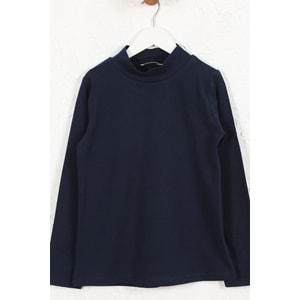 Kız Çocuk Tişört Dar Boğazlı - Lacivert (128/152)