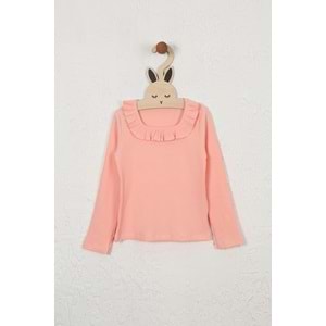 Kız Çocuk Tişört Kare Yakalı - Yavruağzı (128/152)