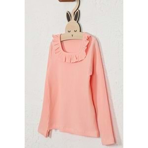 Kız Çocuk Tişört Kare Yakalı - Yavruağzı (128/152)