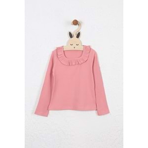 Kız Çocuk Tişört Kare Yakalı - Gül Kurusu (128/152)