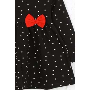 Kız Çocuk Elbise Küçük Puantiyeli - Siyah (86/110)