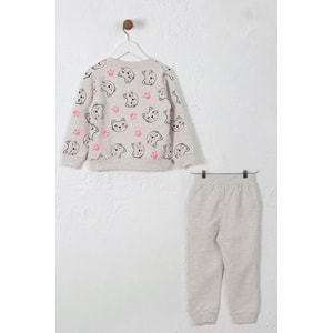 Kız Çocuk Sweat Takım Kediler Baskılı - Kahve Melanj (98/122)