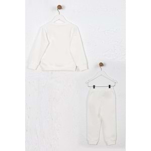 Kız Çocuk Sweat Takım Kabartmalı Baskı - Krem (98/122)