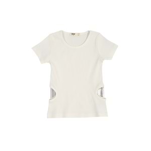 Kız Çocuk Tişört Çift Zincirli - Krem (128/152)