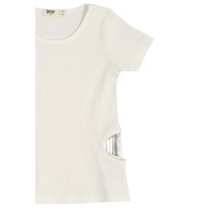 Kız Çocuk Tişört Çift Zincirli - Krem (128/152)