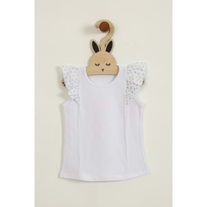 Kız Çocuk Tişört Baskılı Fistolu - Beyaz (98/122)