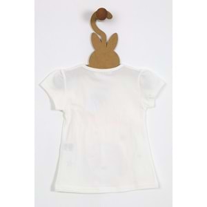 Kız Çocuk Tişört Köpek Baskılı - Krem (92/116)